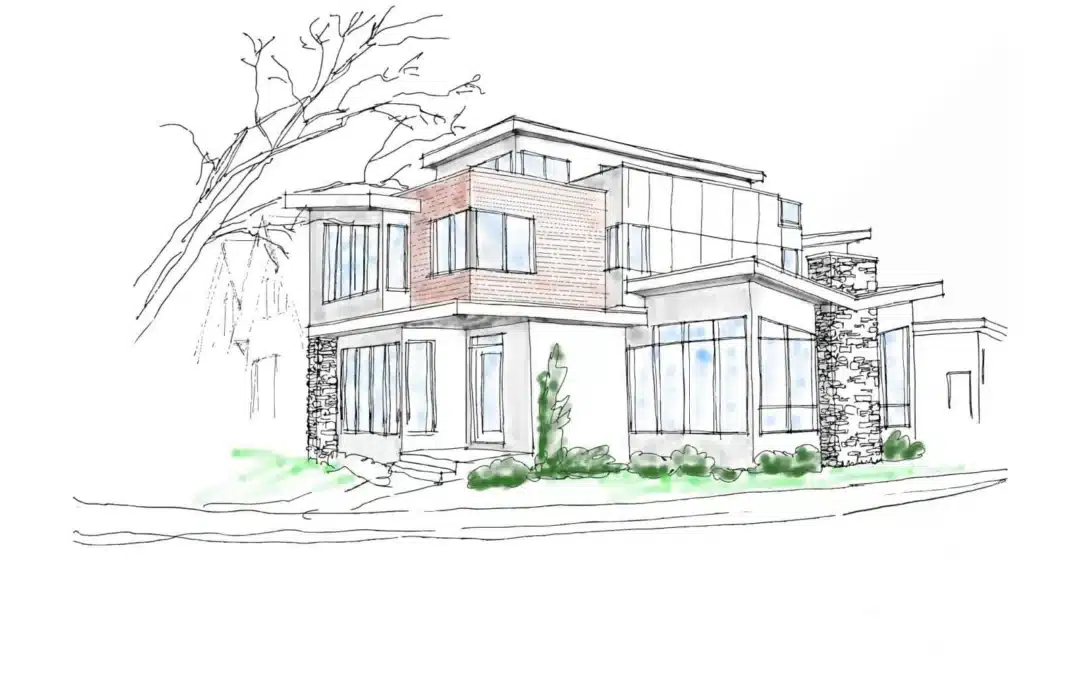 A custom home design sketch