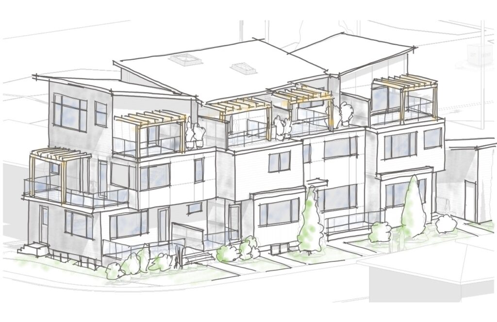 An initial sketch for a multi-family development in Calgary.