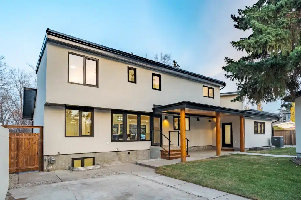 The back of a Calgary home with access to their secondary suite.
