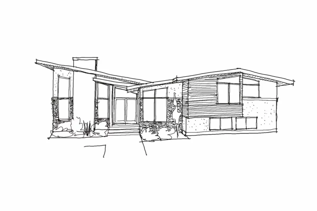 A home design sketch makes the most of a lot in Calgary.