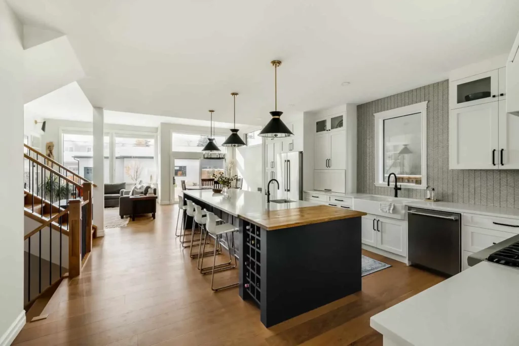 A modern kitchen after a renovation in Calgary.