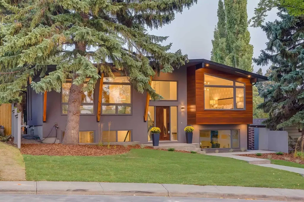 A finished custom home in Calgary at the end of summer after being designed the previous fall.